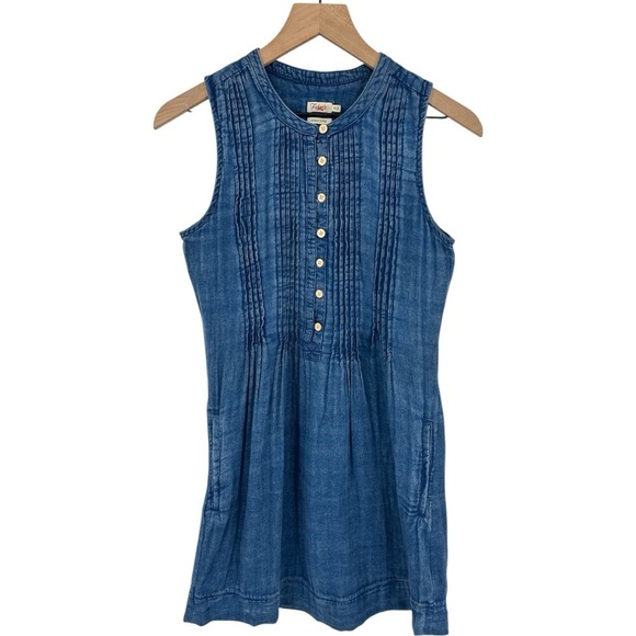 Faherty Isha Basketweave Dress in Indigo Denim Size XS - Picture 3 of 11